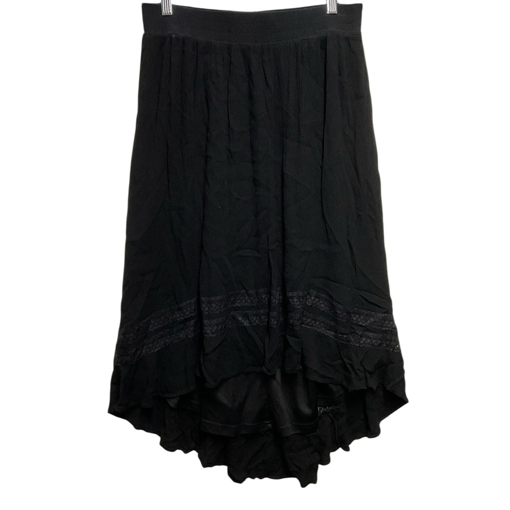 Torrid Black Lace Trim High Low Midi Skirt Size 00